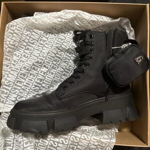 Steve Madden Black Combat Boots with Pouch